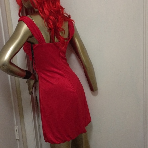 Masquerade red dress with diamond pendent in the front zips down in the back - Picture 12 of 16